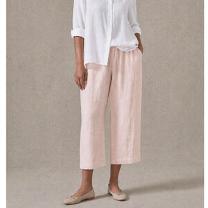 eskandar 0 Melange Japanese Trousers $795 100% Linen Blush Pink Minimalist S